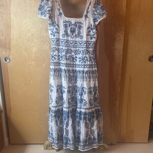 Sundance Blue and White Midi Dress